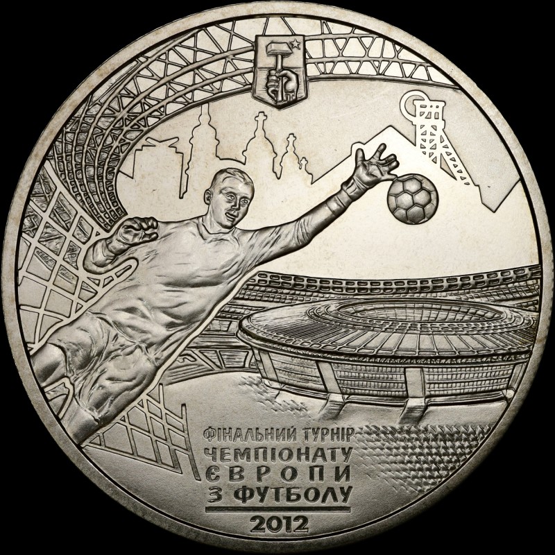 Монета Финальный турнир чемпионата Европы по футболу 2012. Город Донецк 5 гривен 2011 Украина