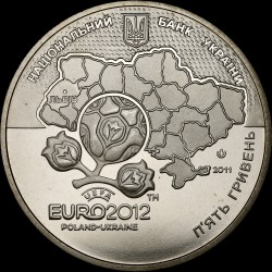 Coin UEFA Euro 2012TM Final Tournament. City of Lviv 5 hryvnias 2011 Ukraine