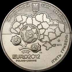Coin UEFA Euro 2012TM Final Tournament. City of Kharkiv 5 hryvnias 2011 Ukraine