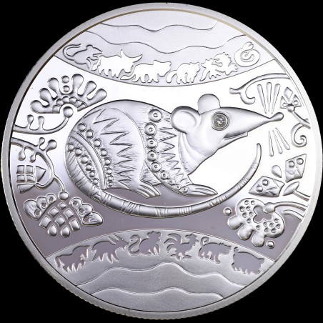 Серебряная монета Год Крысы 5 гривен 2008 Украина