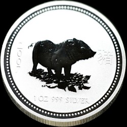 Серебряная монета Год Свиньи 1 доллар 2007 Австралия