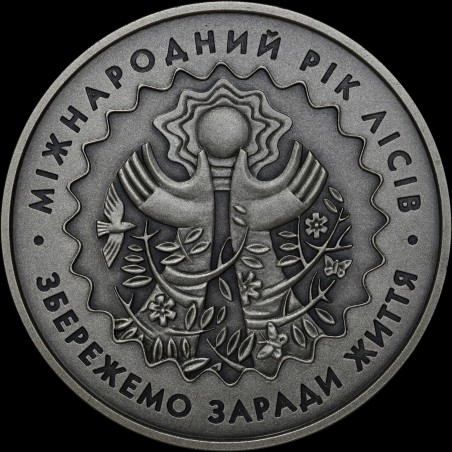 Silver coin International Year of Forests 5 hryvnias 2011 Ukraine
