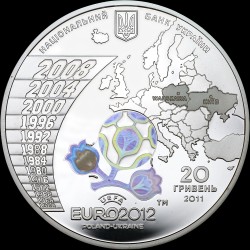 Silver coin UEFA Euro 2012TM Final Tournament 20 hryvnias 2011 Ukraine