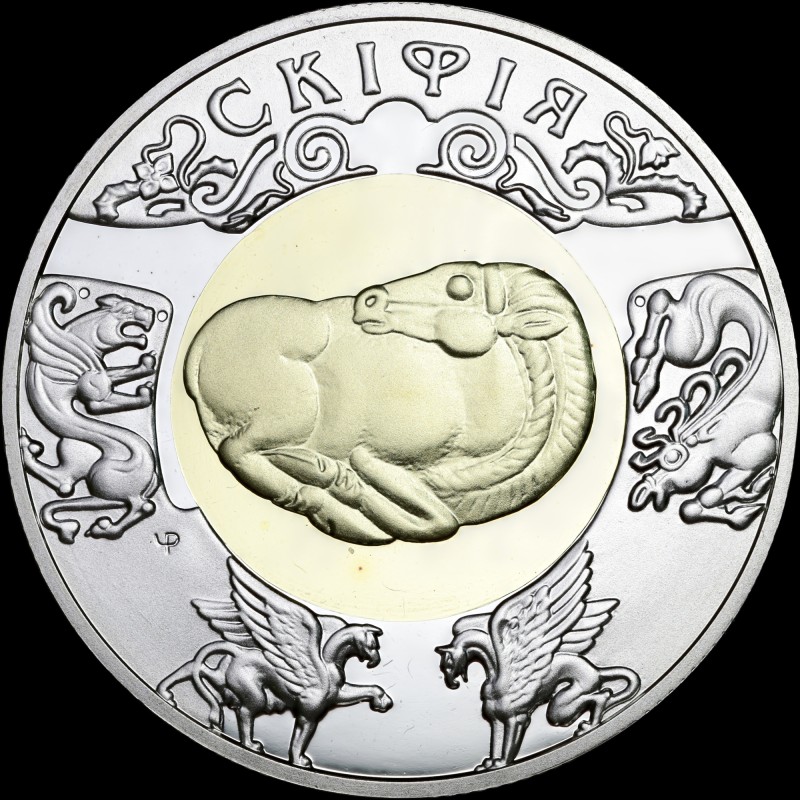 Bimetallic coin made of precious metals Scythia 20 hryvnias 2001 Ukraine