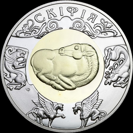 Біметалева монета із дорогоцінних металів Скіфiя 20 гривень 2001 Україна