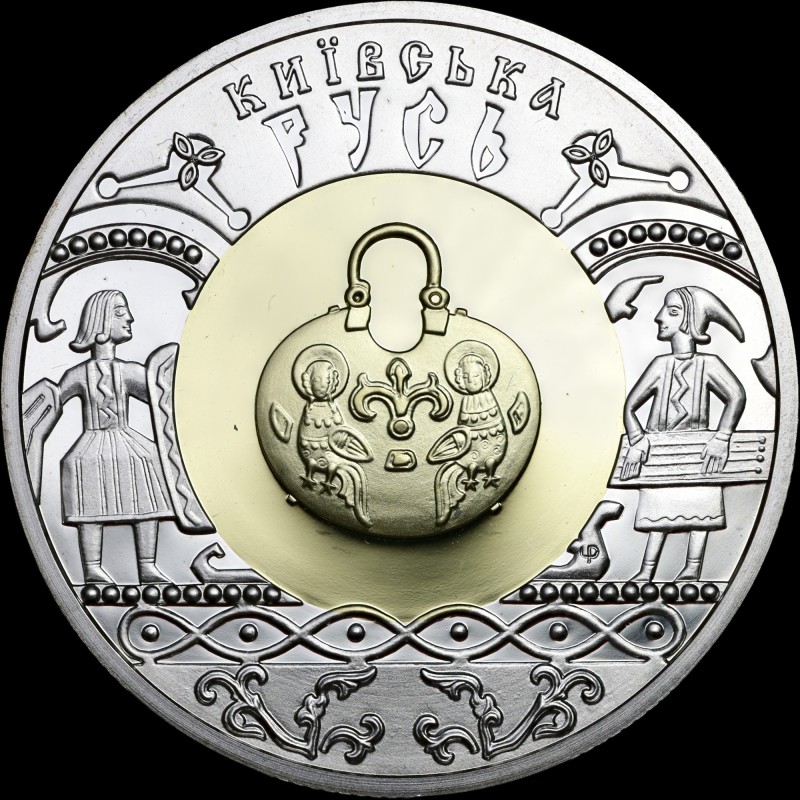 Bimetallic coin made of precious metals Kyivan Rus 20 hryvnias 2001 Ukraine
