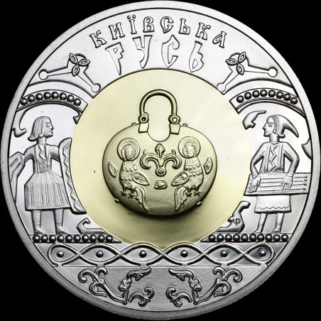 Bimetallic coin made of precious metals Kyivan Rus 20 hryvnias 2001 Ukraine