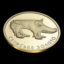 Золотая монета Скифское золото. Кабан 2 гривны 2009 Украина