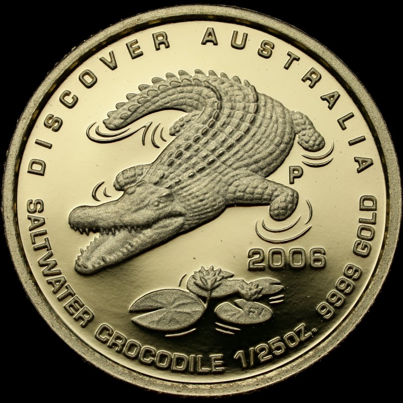 Gold coin Saltwater Crocodile 5 Dollars 2006 Australia