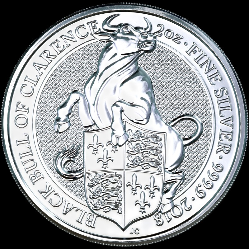 Silver coin Black bull of Clarence 5 pounds 2018 England