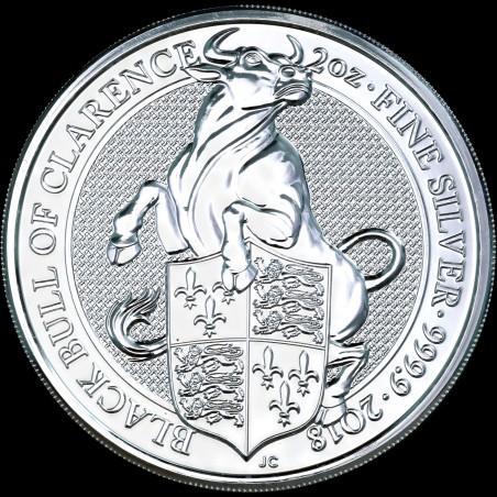 Silver coin Black bull of Clarence 5 pounds 2018 England