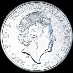 Silver coin Red Dragon of Wales 5 pounds 2017 England