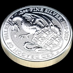 Silver coin Red Dragon of Wales 5 pounds 2017 England
