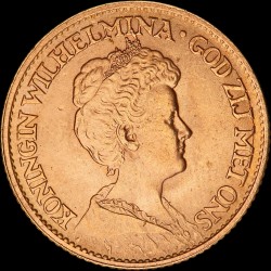 Золотая монета 10 гульденов 1912 Нидерланды