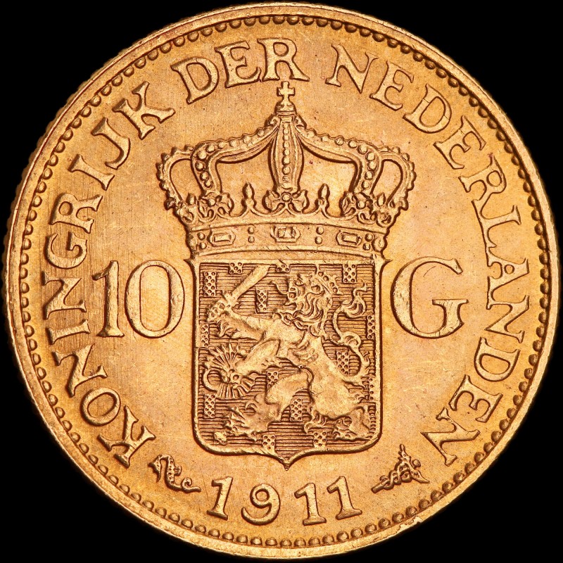 Золота монета 10 гульденів 1911 Нідерланди