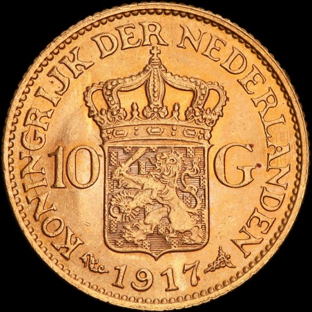 Gold coin 10 guilders 1917 Netherlands