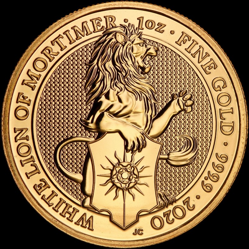 Gold coin White Lion of Mortimer 100 pounds 2020 England