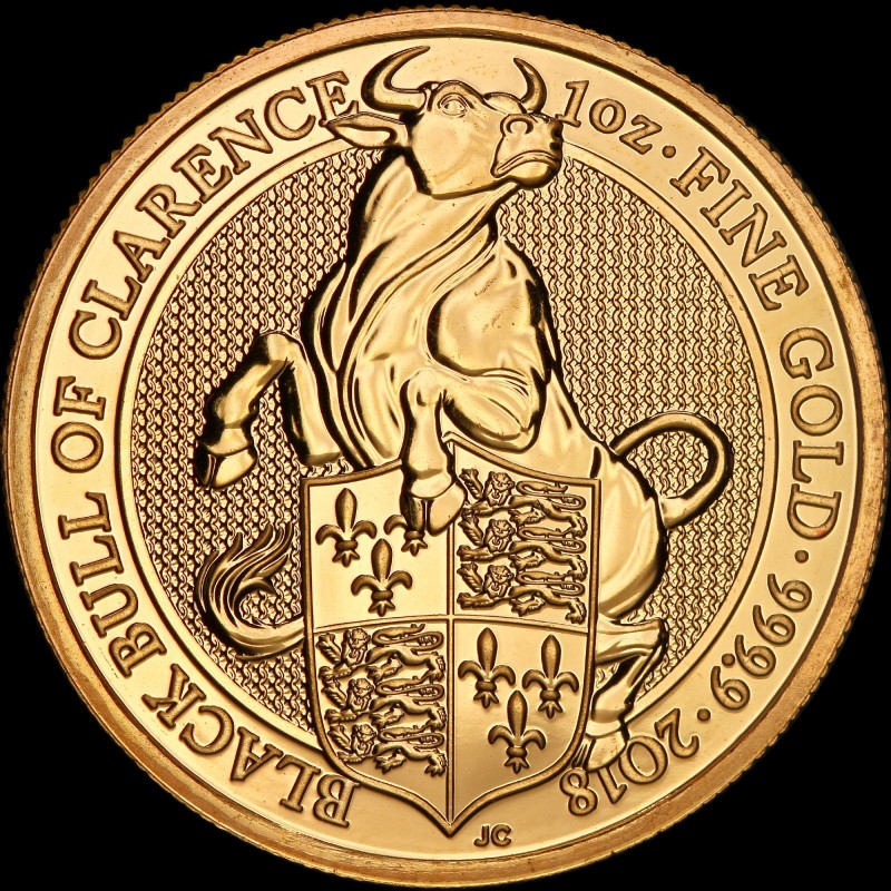 Gold coin Black Bull of Clarence 100 pounds 2018 England