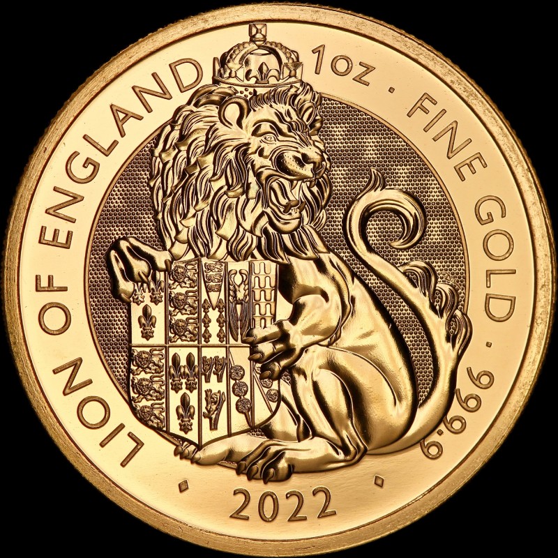 Gold coin Lion of England 100 pounds 2022 England