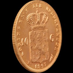 Золотая монета 10 гульденов 1897 Нидерланды