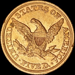 Золота монета Американський Орел 5 доларів 1847 США