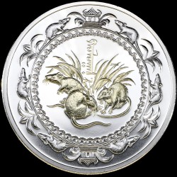 Серебряная монета Год Крысы 500 тугриков 2008 Монголия