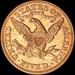 Gold coin American Eagle 5 dollars 1880 USA