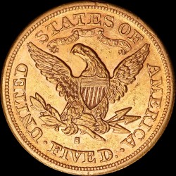 Золота монета Американський Орел 5 доларів 1880 США "S"